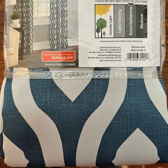 Mainstays room darkening curtains in Teal Wave - Picture 2 of 2